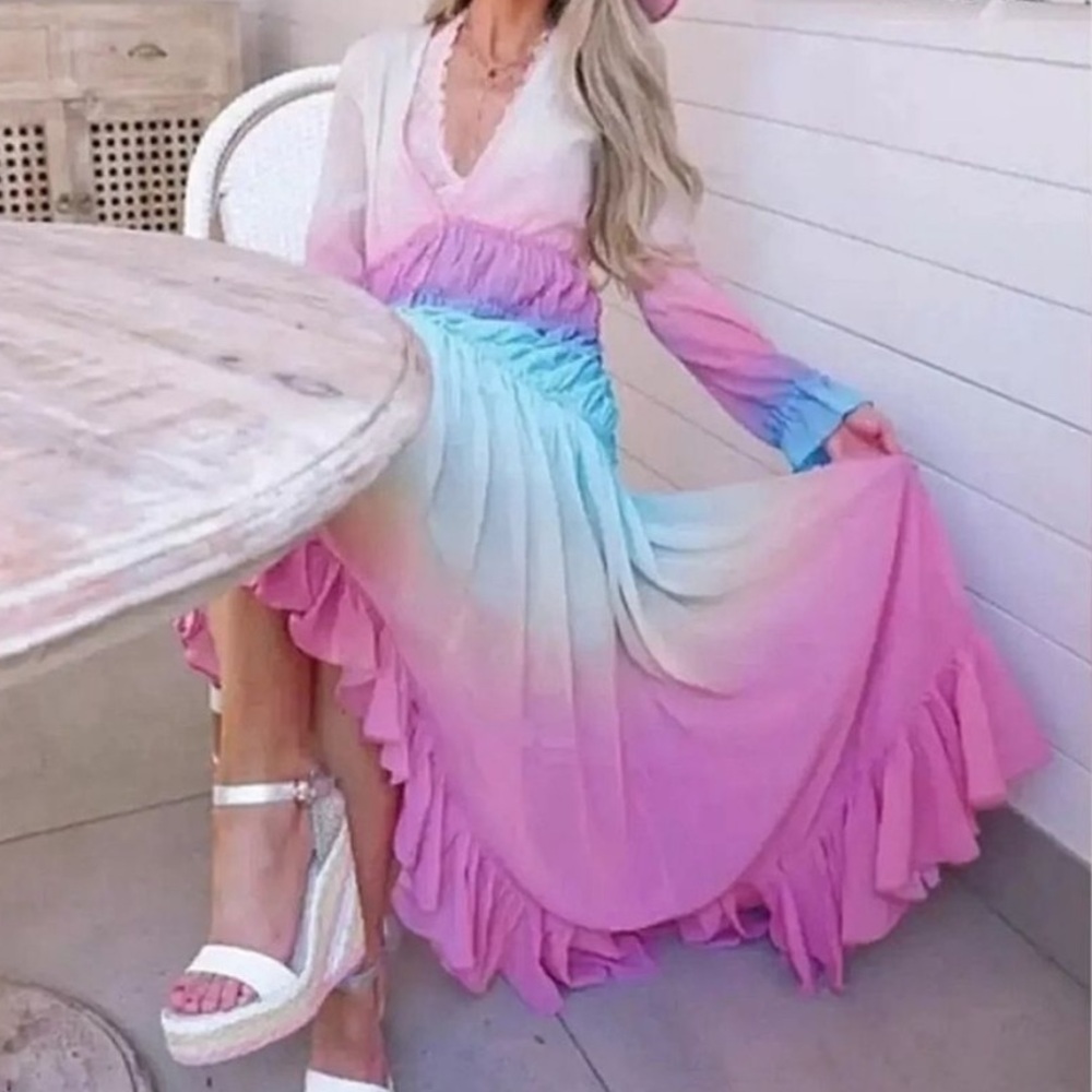 Rococo Sand Rainbow‎ Ombré Maxi Dress